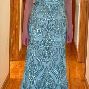 Windsor Teal Sequin Gown